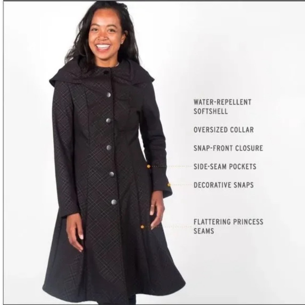 Betabrand Black Quilted Water-Repellent Coat
